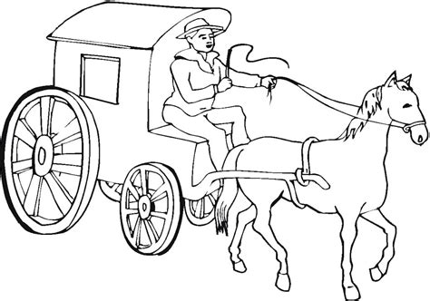 Horse Pulling a Cart Coloring Page - Free Printable Coloring Pages for Kids