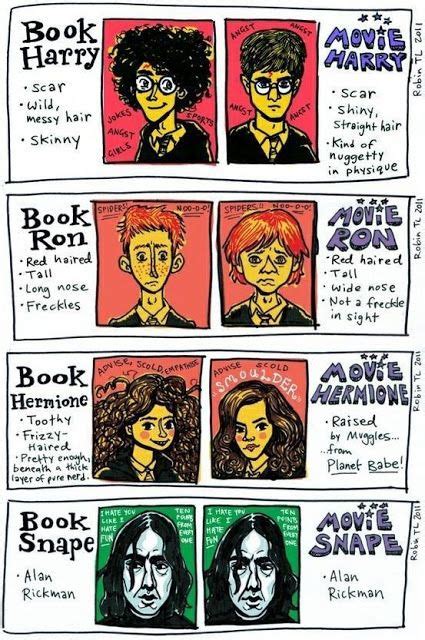 Harry Potter book characters compared to their movie counterparts! | Harry potter mizahı, Harry ...