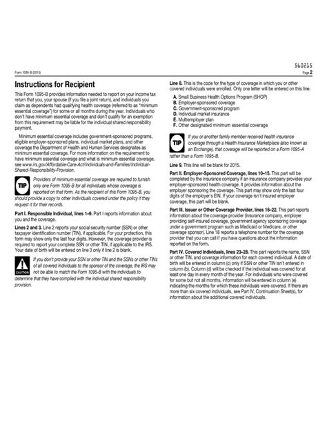 Form 1095-B - Health Coverage (2015) Free Download