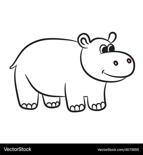 Hippo black and white Royalty Free Vector Image