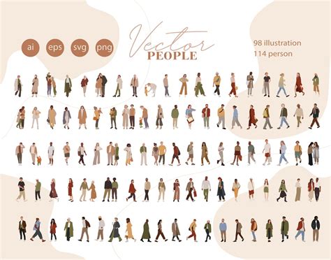 Flat Vector People Illustration People Clipart 98 Illustration 114 Person Cutout - Etsy