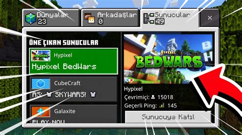 Hypixel BedWars Server 'ine nasıl girilir? NetherGames! - MCPE Minecraft Bedrock - YouTube