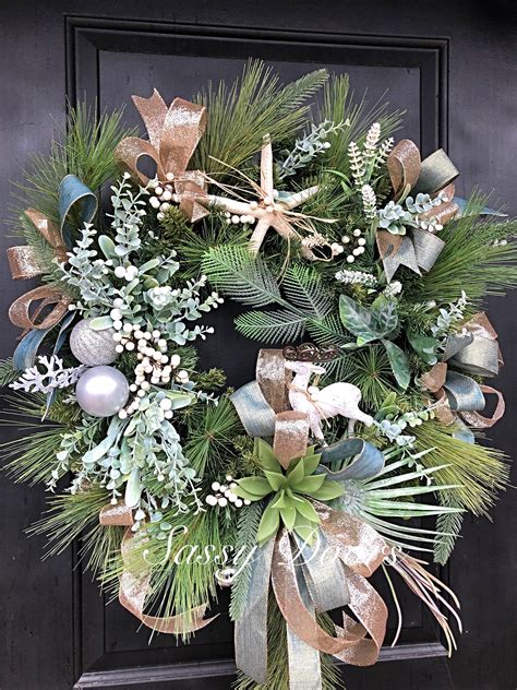 Beach Wreath, Beach Christmas Wreath, Coastal Christmas Wreath, Nautical Christmas Wreath,Decor ...