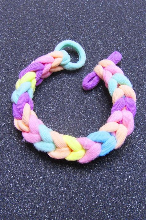 Amazing rainbow bracelet craft idea using hair ties diy rainbow ...