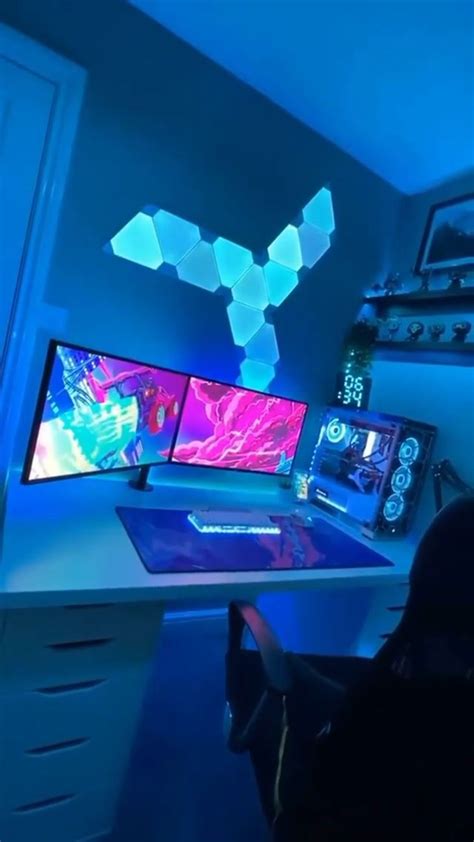 BLUE LIGHTING GAMING PC SETUP - SETUP TOUR [Video] | Gaming room setup ...