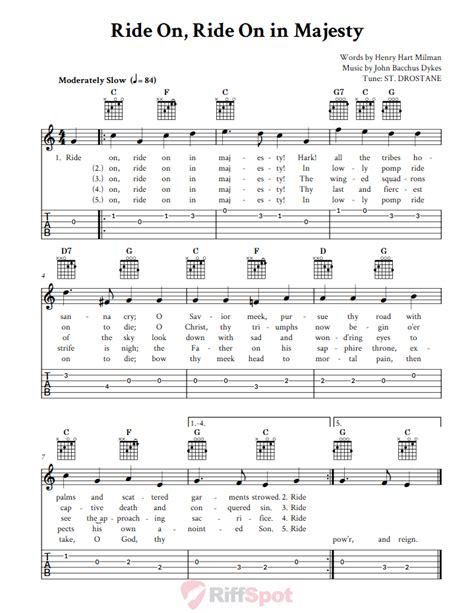 Ride On! Ride On In Majesty - Easy Guitar Sheet Music and Tab with ...