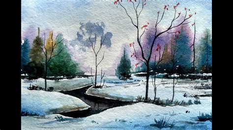 Painting a Beautiful Snow Scene in Watercolour | Paint with david - YouTube