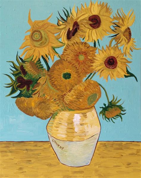 Hand Painted Vincent Van Gogh Sunflowers Painting Reproduction | Etsy