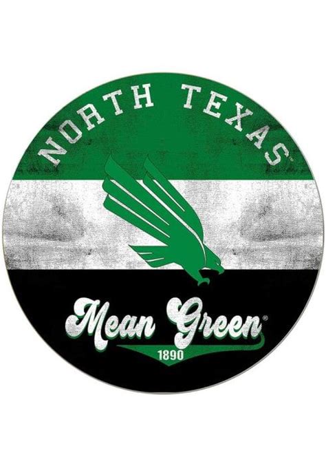 the north texas mean green logo on an oval sticker with black, white ...