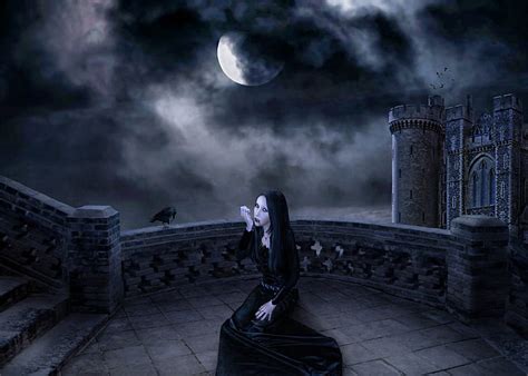 HD wallpaper: Dark, Women, Fantasy, Girl, Gothic, Moon, Raven, Woman | Wallpaper Flare