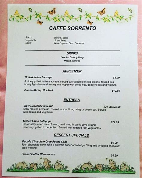 Menu of Caffe Sorrento in Milford, MA 01757