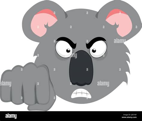 Vector illustration of the face of a koala cartoon with an angry ...