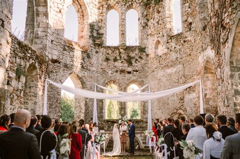 Wedding in a French chateau in romantic ruins - The Paris Officiant