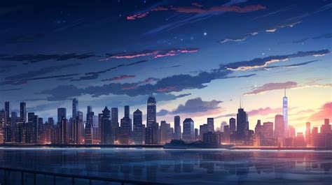 Premium AI Image | a city with a sunset in the background