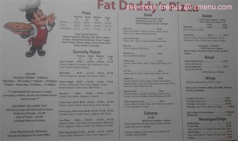 Menu at Fat Daddy's Pizza pizzeria, Circleville