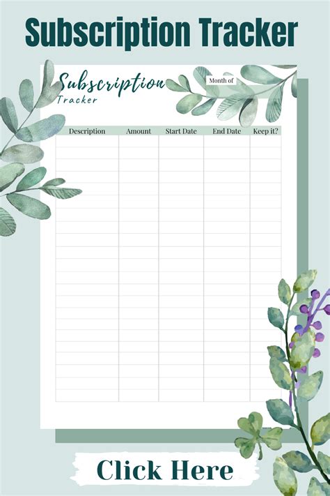 Subscription Tracker Printable, Membership Tracker, Monthly Subscription Tracker, Budget Planner ...