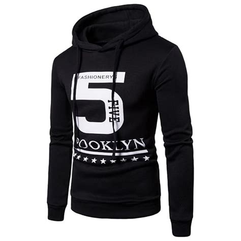 Mens Autumn Long Sleeve Printed Hoodie Hooded Sweatshirt Top Tee ...