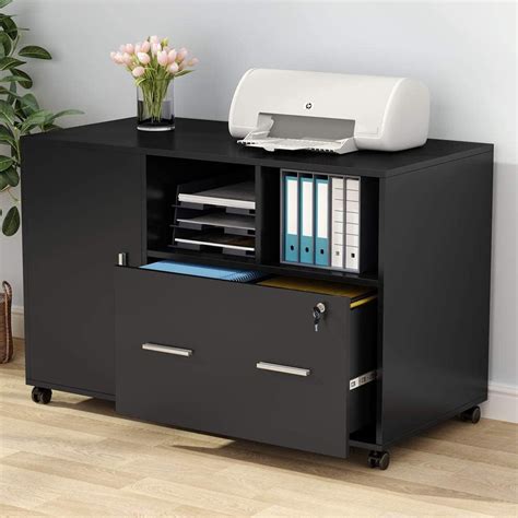 Tribesigns Large File Cabinet with Lock, Modern Mobile Lateral Filing Cabinet Printer Stand ...