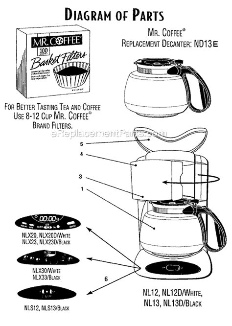 Mr. Coffee NLX23 Parts List and Diagram : eReplacementParts.com