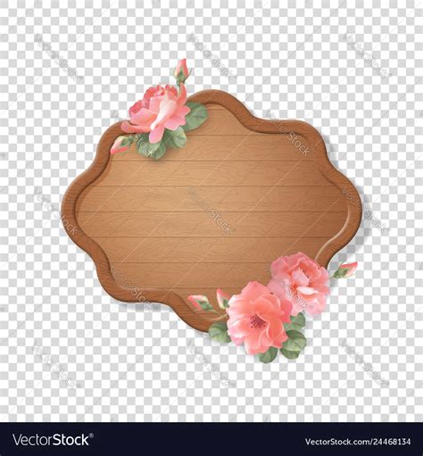 Wooden sign with flowers Royalty Free Vector Image