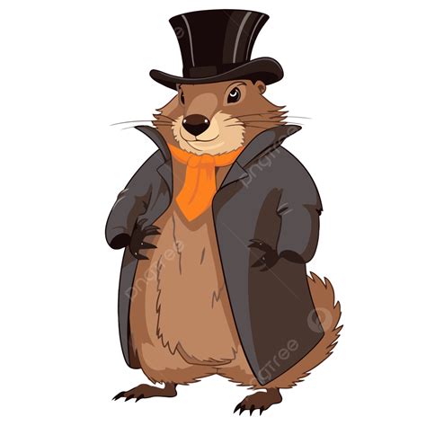 Punxsutawney Phil, Sticker Clipart Vector Cartoon Groundhog In Vintage ...