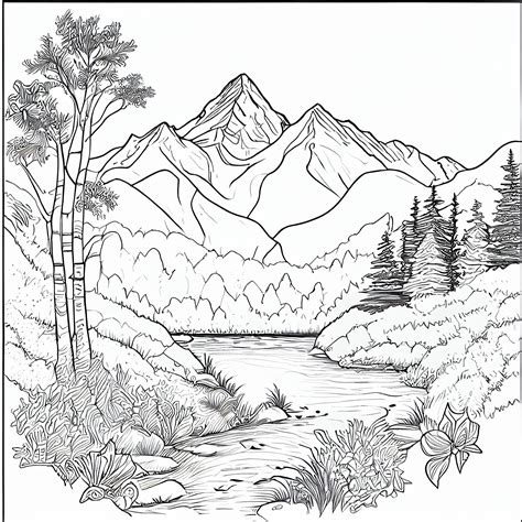 Explore Majestic Mountains With 20 Coloring Pages for Kids and Adults Instant Download for ...