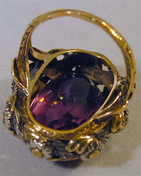 Antique Amethyst Silver Gold Ring For Sale at 1stdibs