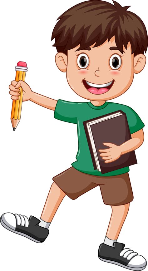 Child Holding Pencil Clipart Image