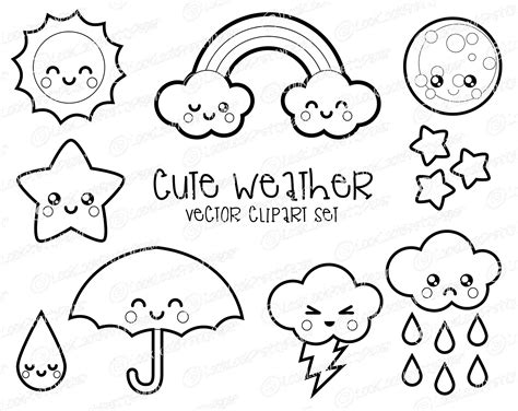 High quality vector clipart. Adorable weather vector clip art. Kawaii ...