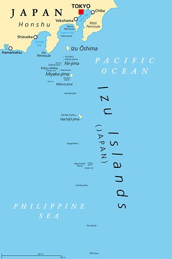 Izu Islands Volcanic Island Group Of Japan Political Map Stock ...