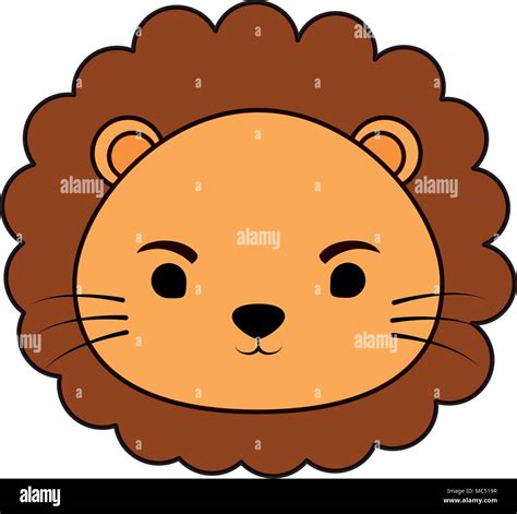 cute lion face icon over white background, colorful design. vector ...