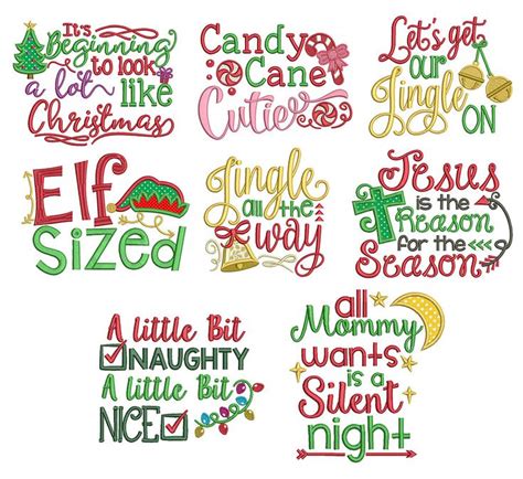 Christmas Word Art Set 1 | Christmas words, Christmas embroidery ...