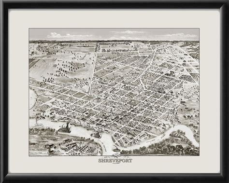 Shreveport, Louisiana 1872, Historic Map, Restored, Bird’s Eye View ...