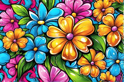 Flower Graffiti Wallpaper, Graffiti Background, Floral Graffiti Pattern ...