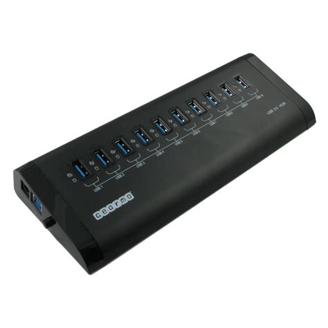 10 Port USB 3.0 Aluminum Desktop Hub with LED Activity