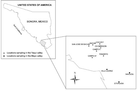 Localities including in the biological sampling from the Yaqui and Mayo ...