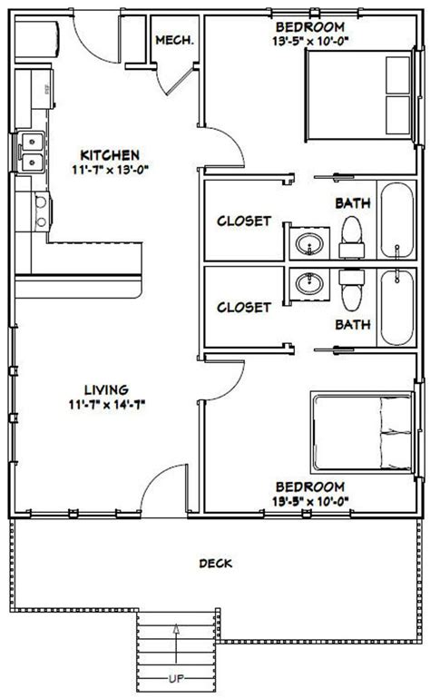 the floor plan for a two bedroom apartment with an attached kitchen and ...