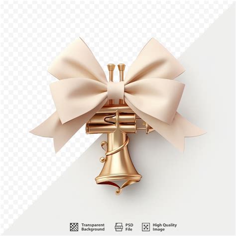 Premium PSD | A gold christmas wreath with a white ribbon on it.