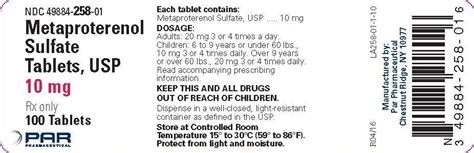 Metaproterenol Tablets: Package Insert / Prescribing Info