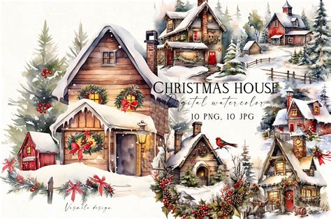 Christmas House Clipart Graphic by Vasmila design · Creative Fabrica