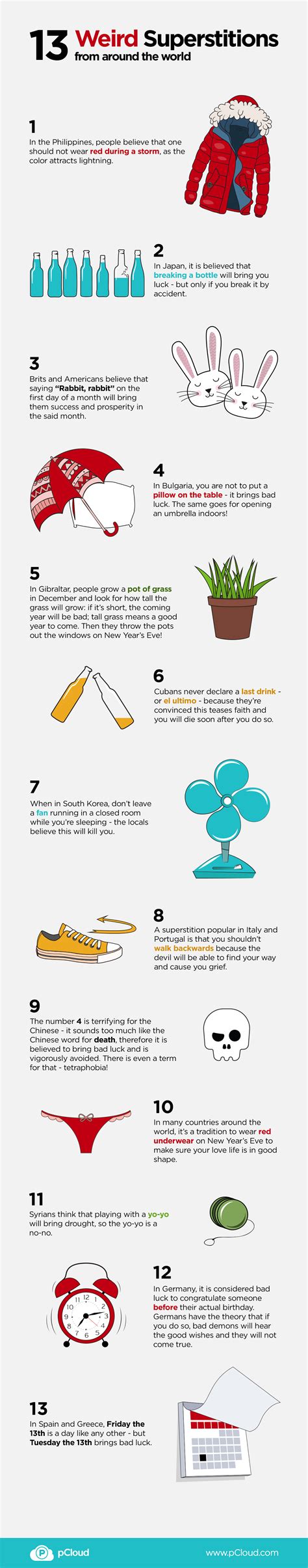 13 Weird superstitions from around the world [Infographic] | pCloud Blog