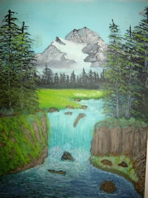 Mountain Waterfall Oil Painting By John Hughes | absolutearts.com