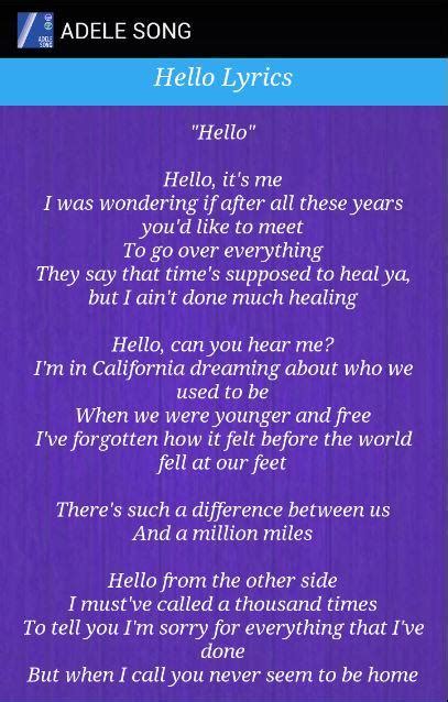 Adele: Hello Lyrics 1 APK Download - Android Music & Audio Apps