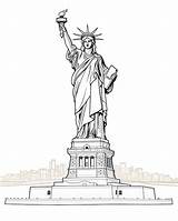 Statue Of Liberty Coloring Page In The Style Gravure  Premium AI sketch template