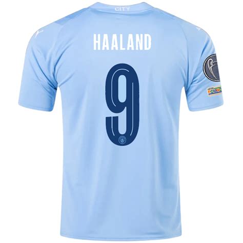 Puma Manchester City Erling Haaland Home Jersey w/ Champions League ...