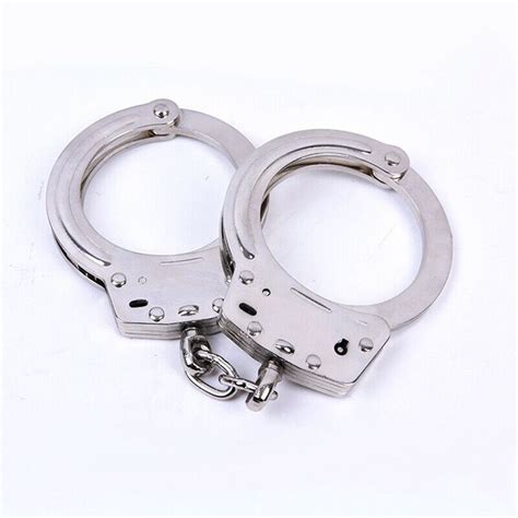 POLICE Metal Handcuffs Professional Heavy Duty Double Lock - Silver ...