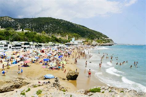 People at the Garraf Beach in Sitges, Spain – Stock Editorial Photo ...