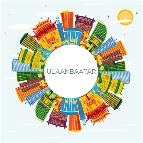 Ulaanbaatar Mongolia City Skyline with Color Buildings, Blue Sky and Copy Space. 17292527 Vector ...