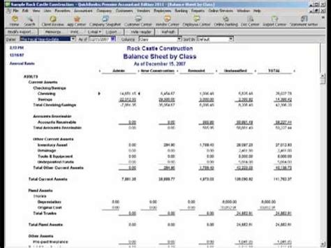 Balance Sheet Template Quickbooks