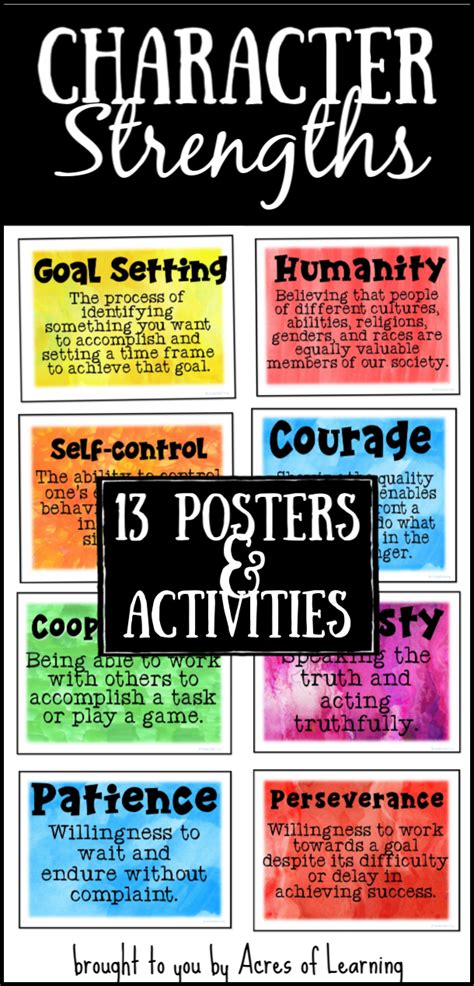 Character Strengths Activities and Posters | Character strengths activities, Character strengths ...